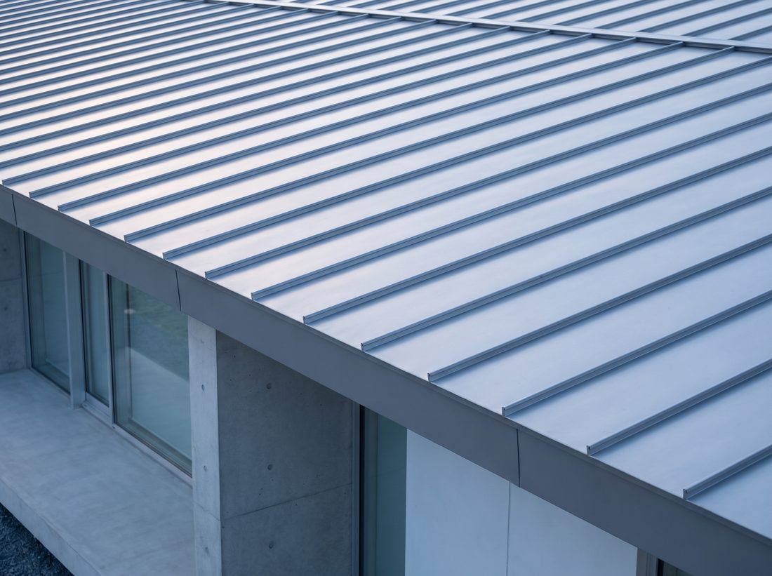 A sleek modern standing-seam metal roof.